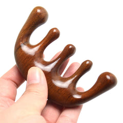 Sandalwood Scalp Massage Comb – Wide Tooth, Gua Sha Stimulator