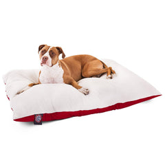 Large Sherpa Dog Bed – Rectangle, 36"x48", Removable Washable Cover (Red)
