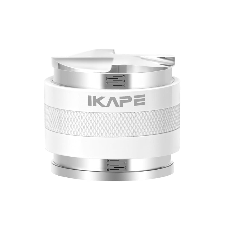 IKAPE 58mm Coffee Distributor & Hand Tamper – 2-in-1, Adjustable Depth (White)