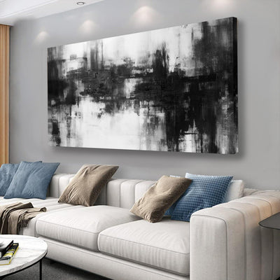Black & White Abstract Wall Art – Large Canvas Print, 24”x48